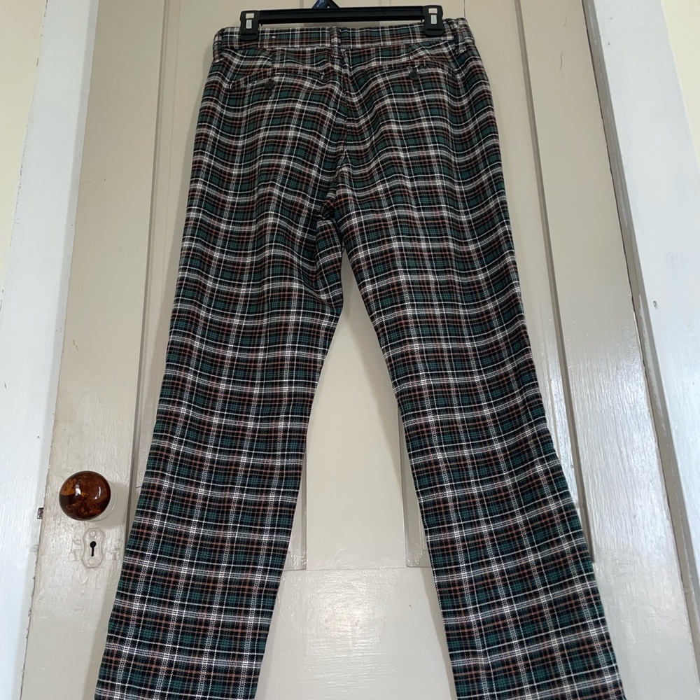 American Eagle Outfitters Plaid Green Straight Leg Pant Trousers Academia Cute - Picture 7 of 12